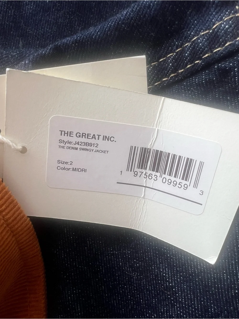 The GREAT. THE DENIM SWINGY JACKET Size 2/Medium NWT - Picture 8 of 9